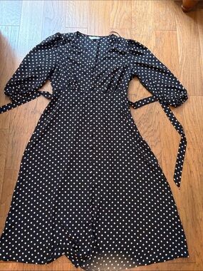 LC Lauren Conrad Black v neck  Dress with Cream Polka Dots